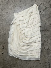 HALSTON HERITAGE Ruffled  One-shoulder Dress NWT  Color Cream No Belt Sz 10