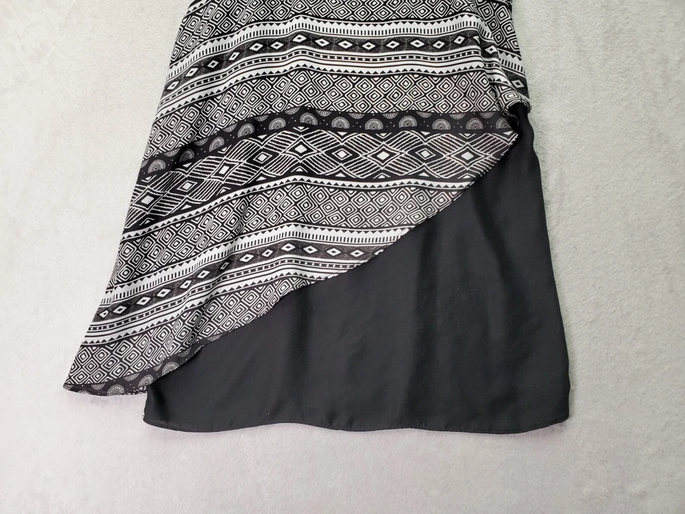 Silence + Noise Tank Top Womens Small Black Geo Print Lined Round Neck Side Zip - Image 3 of 4