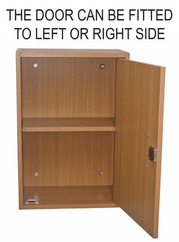 Wooden Lockable Brown Beech Wall Cabinet Supplied With 2 Keys - Picture 2 of 8