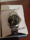 Vintage Seiko Quartz Watch Model V742-8119 Two Tone Stainless Steel New Battery