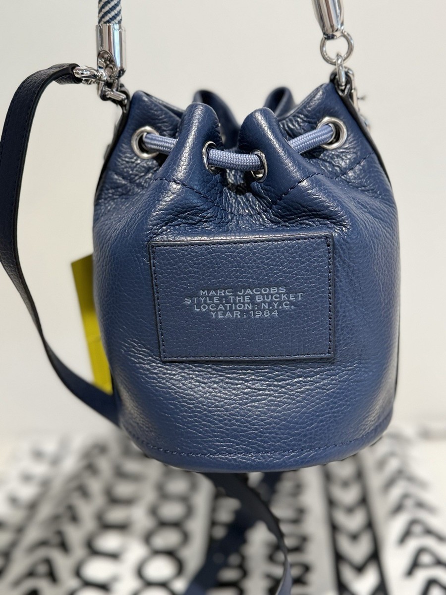 NWT Marc Jacobs Medium Leather The Bucket Bag - Blue Sea | eBay