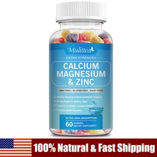 Calcium Magnesium Zinc & Vitamin D3 Gummies Strong Bones Immune Boost 60Pcs