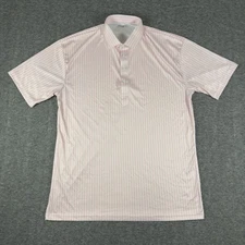 Collars & Co Polo Shirt Mens Extra Large Pink White Stripe Stiff Dress Collar