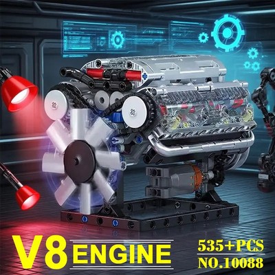 MOULD KING 10088 V8 Engine Model  1:8 Scale MOC Building Kit for Adult Collector