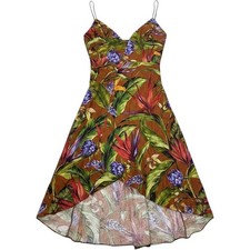 Farm Rio Florart Brown Midi Wrap Dress 100% Linen Tropical Floral Size M NEW