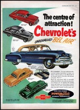 1951 Canadian Chevrolet ad blue Bel Air De Luxe Fleetline Styleline Coupe Sedan