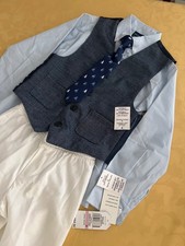 NWT Nautica Boys Textured Printed Knit Duo Vest Set with Tie , blue/white sz, 6