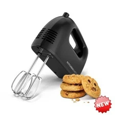   KitchenSmith 5-Speed Hand Mixer, Black, 150W, Dishwasher-Safe