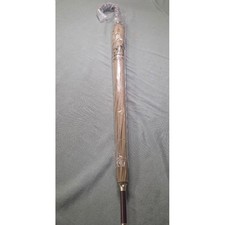 Ralph Lauren Safari for Men Umbrella Tan Khaki Wood Handle Vintage