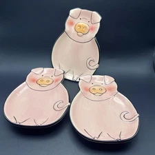 Pig Shaped Plates Set Of 3, Pig Shaped Trays, Farmhouse Decor, Snack Plates