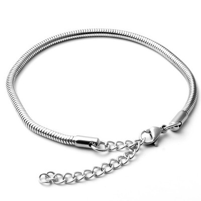 5PC 7Inch Stainless Steel Snake Chain Bracelet with Lobster Clasp Extender SF10