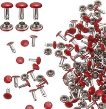 60 Sets Double Cap Leather Rivets, 6x8mm Round Cap Tubular Metal Studs Leathe...