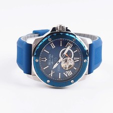 Men's Bulova Marine Star 98A303 Blue Dial Rubber Strap Automatic Watch 45mm