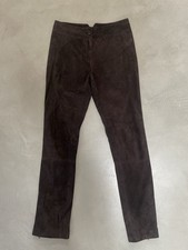Carolina Herrera Brown Suede Leather Pants Trousers Ankle Zip - Size 28x28.5