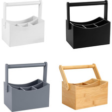 Vencier Bamboo Kitchen Utensil Holder 4 Compartment Cutlery Caddy with Handle