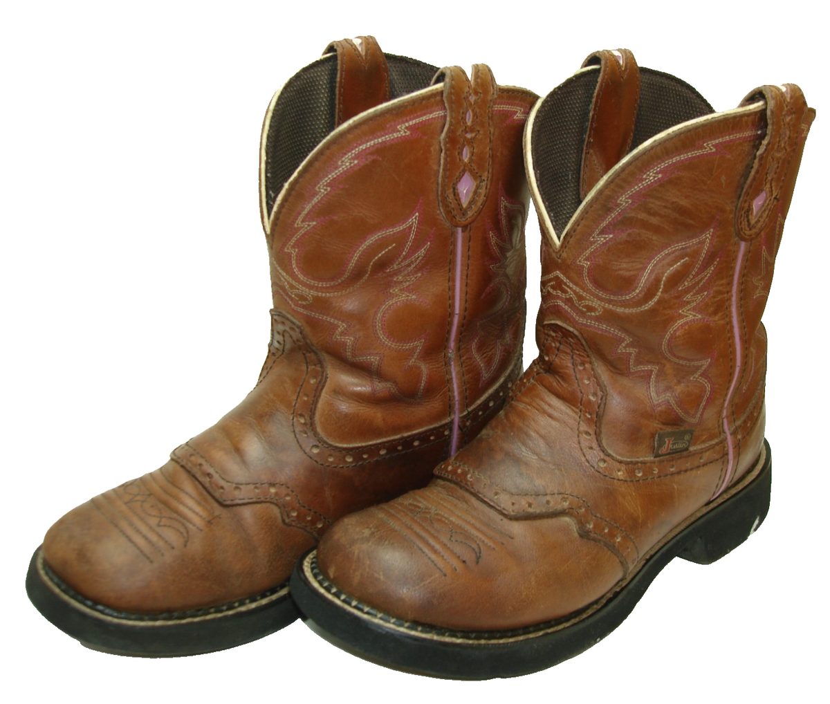 Justin Boots Brown Leather Western Cowboy Boots with Embroidered Shaft Justin Boot Fits Your Cowgirl Style? In the world of cowgirl  main image 2