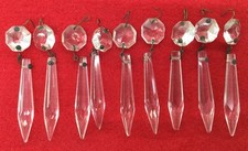 Vintage Clear Glass Chandelier Crystal Prisms Lot Of 9 , 2.375  X .375  