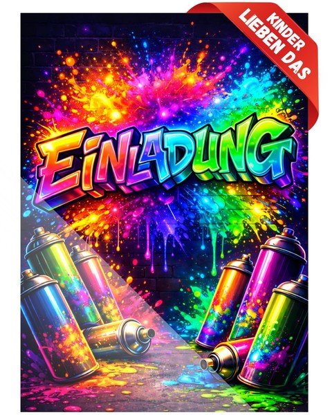 8 Einladungskarten Kindergeburtstag Graffiti I Graffiti Party Einladungen #A027-image