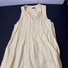 Quince 100% European Linen Fit & Flare Dress Large L Yellow Sun Summer