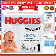 Huggies Size 1 Diapers, 44 Count - Snug  Dry Protection for Infants 8-14 lbs