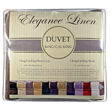 NEW Elegance Linen 3pc King/Calif. King Duvet Cover 2 Shams 1500 T/C Brown SET