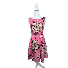 Betsey Johnson Pink Floral Tea Party Dress Tulle A-Line Knee Length 2