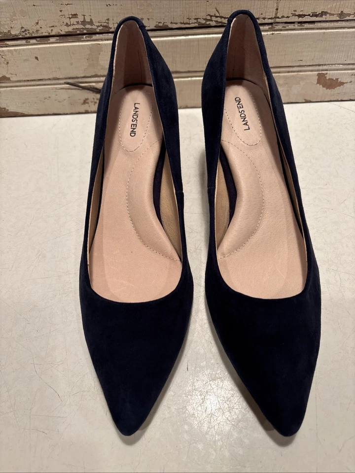 Sapato social Lands End feminino tamanho 8 M azul salto 2,5 novo  - Imagem 2 de 4