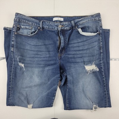 Kancan 119784 high rise dark destructed boyfriend jeans 22 blue 2942 women 40x28