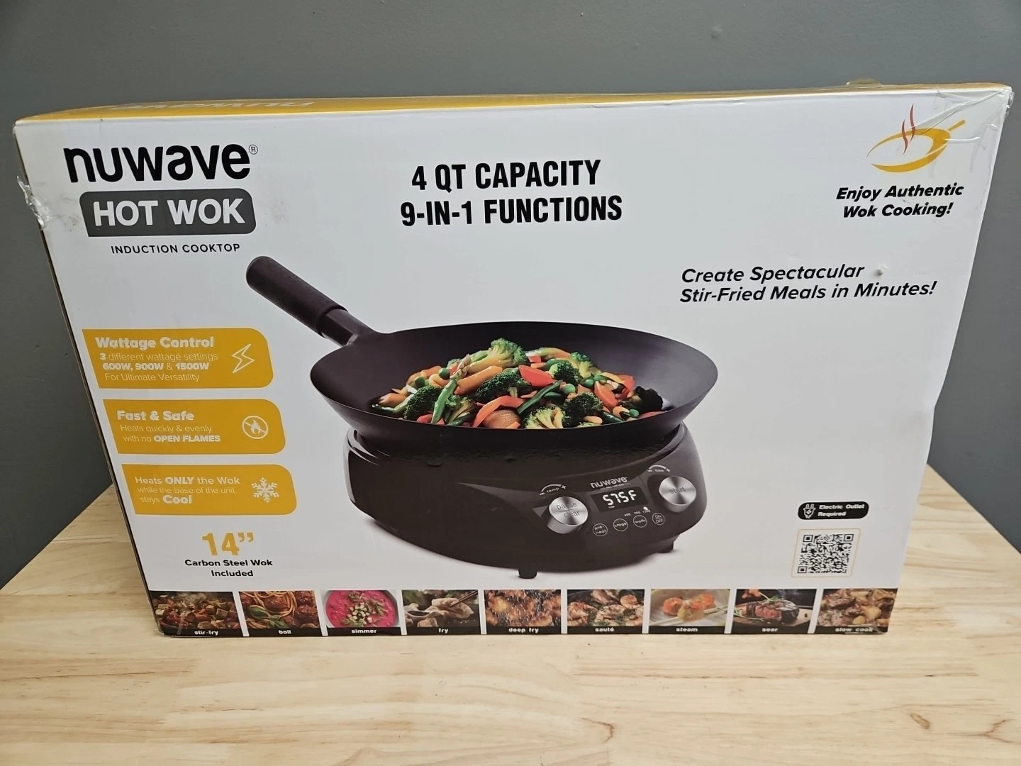 Nuwave Induction Hot Wok with 14" Carbon Steel Wok, Glass Lid & Stand