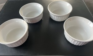 Set of 4 CorningWare French White Ribbed Ramekin 7 oz 200ml 4 x 2”