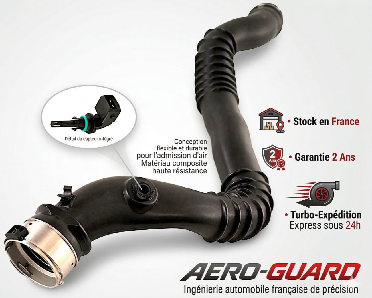 Tuyau de turbo renforcé avec capteur intégré pour moteur BMW E81 118d référence 11617797481