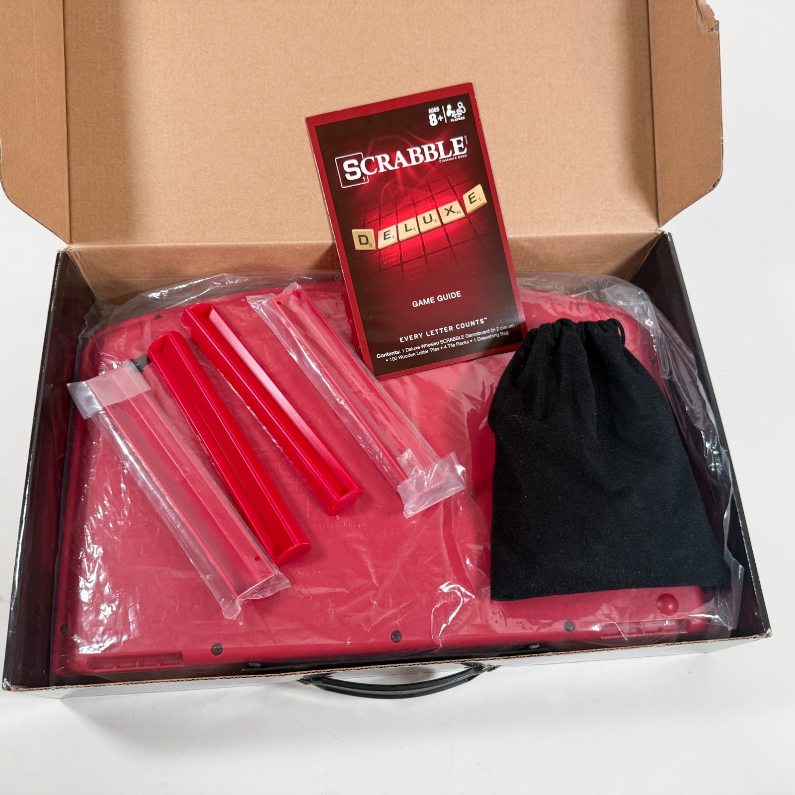 Scrabble Deluxe Edition-Rotating Game Board 2014 Carry Case Complete