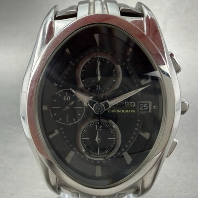 Seiko Wired Chronograph Watch Men 39mm Black Dial Steel Date 7T92