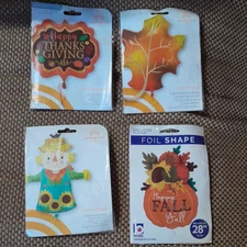 Lot of 4 Anagram Thanksgiving  decorative balloon fill w/ air only balloons Fall