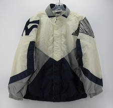 VINTAGE New York Yankees Jacket Men Large White Blue Apex One Spell Out 90s 