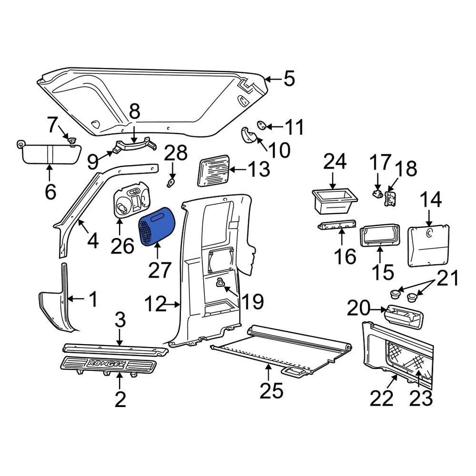 For Ford Ranger 2004-2011 Ford E9SZ13783A Dome Light Lens Foto 2 de 3
