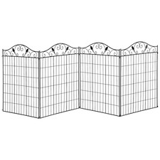 Garden Decorative Fence Black Steel Wire 44in H x 12ft L 4-Panel Vine Border Cut