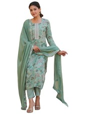 GoSriKi Women's Rayon Blend Printed Straight Kurta with Pant  Dupatta