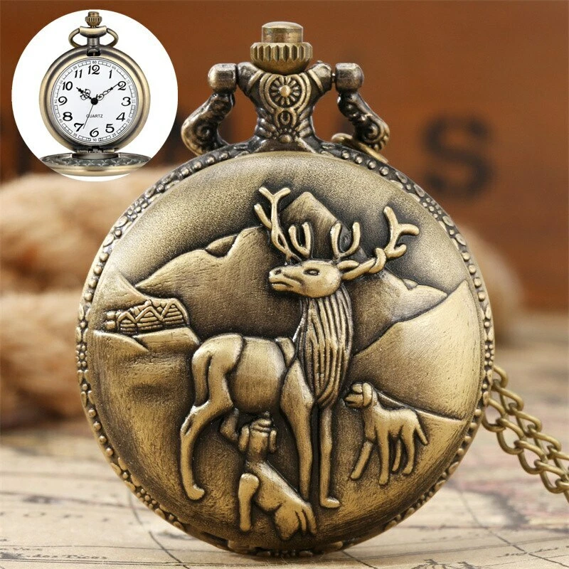 Elgin pocket watch with deer on back cheap
