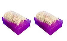 Handmade Luffa Embedded Soap 2 Bars LAVENDER Moisturizing Loofah Loofa Lufa Soft