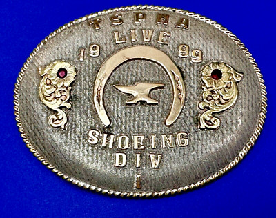 TSPHA Horse Texas Saddlebreds Shoeing 1999 Live Trophy RARE!  AE Belt Buckle 