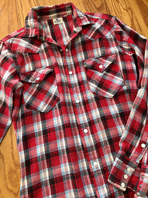 Vintage chemise western à carreaux bleu rouge et gris pour homme