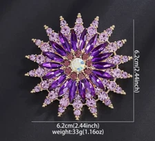 snowflake Pin Christmas brooch Purple jewelry NEW Free Ship 2.4 inch