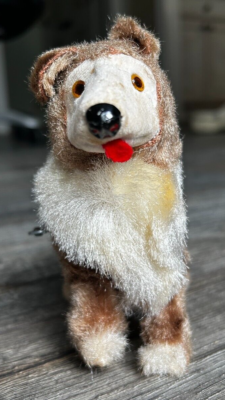 COLLIE Vintage Mechanical Wind Up Dog Box Alps 1950's Japan