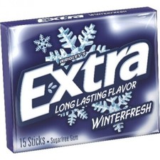 Extra Slim Pack Winterfresh Chewing Gum 15 sticks 10 Packs Free Shipping