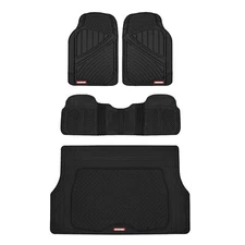 4pc Black FlexTough All Weather HD Rubber Mats Package, Floor Liners Cargo Mat