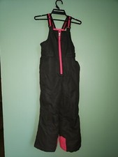GIRLS SWISS TECH BLACK PINK WINTER SKI SNOWBOARD SNOW PANT OVERALLS BIBS S 6