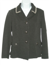 Cabi Tipped Crew Blazer Small Gray Ponte Knit style 3030 Preppy Old Money Career
