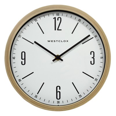 Analog Quartz Accuracy 10'' Easy to Read Blonde Woodgrain Finish Wall Clock,NEW