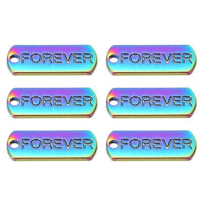 20Pcs Word Charm Mini Pendant Charm Bulk Engraved Metal Notes Colorful FOREVER